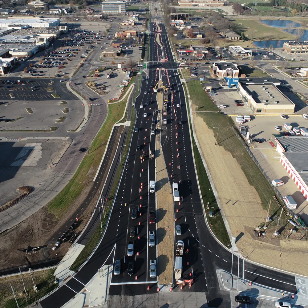 aerial view of highway